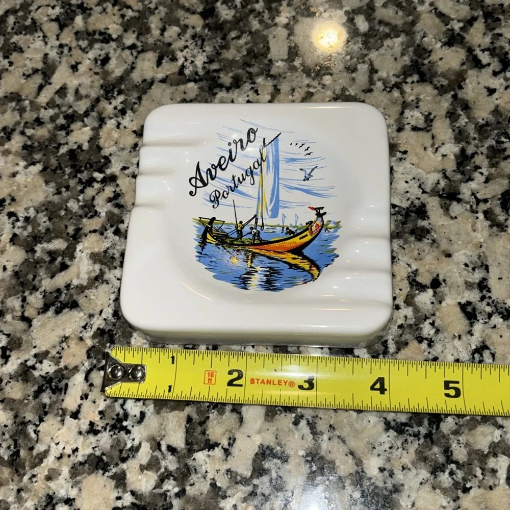 Vintage Aveiro Portugal Porcelain Ashtray, Cigar souvenir collectible